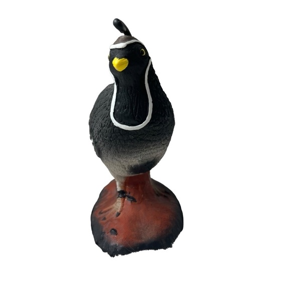 Ceramic Quail Bird Figurine Hand Painted Black Male Hand Painted 7.5” Tall CA NV - Picture 3 of 10